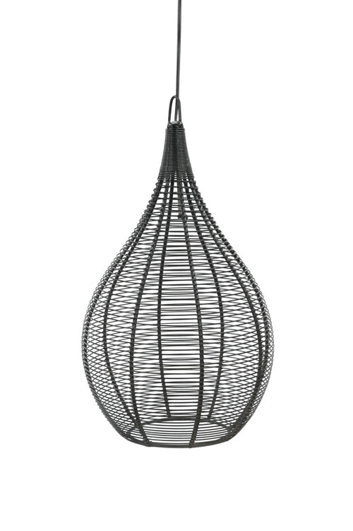 Black woven hanging basket on a white background