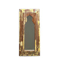 Rectangular mirror with a rustic wooden frame on a white background