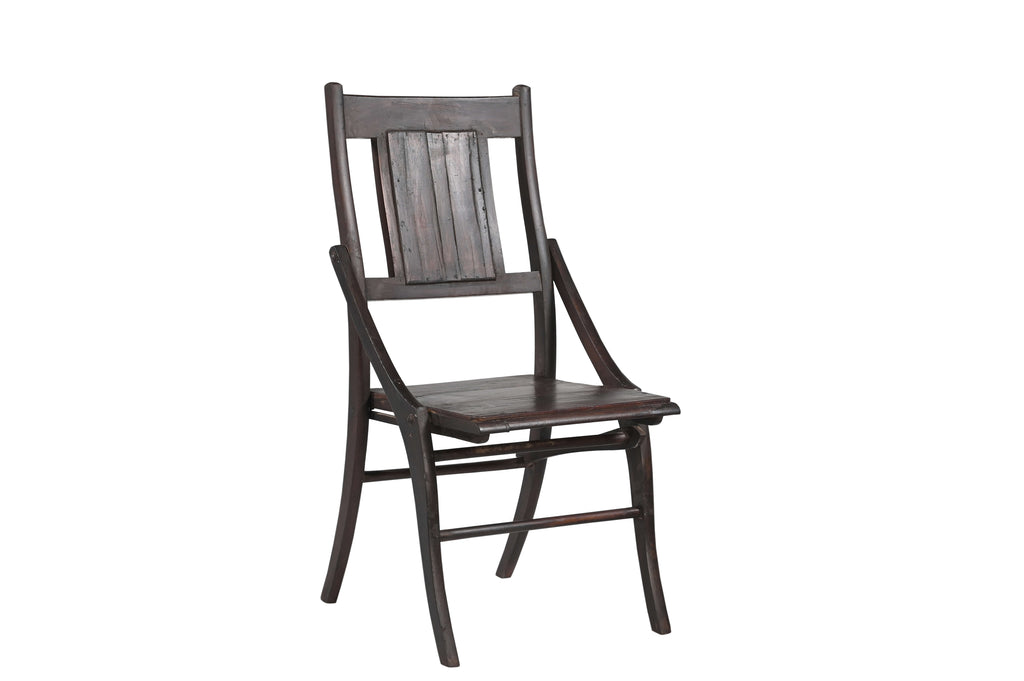 Wooden chair with slatted backrest on a white background