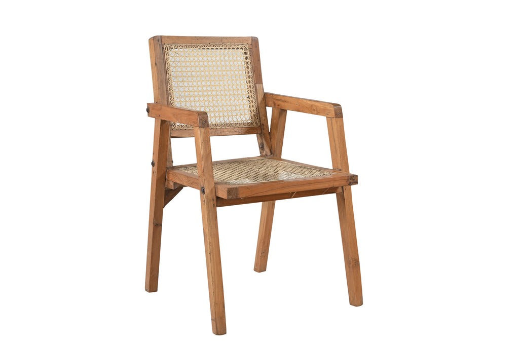 Wooden chair with woven seat and backrest 