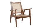 Wooden armchair with natural rattan backrest and seat 